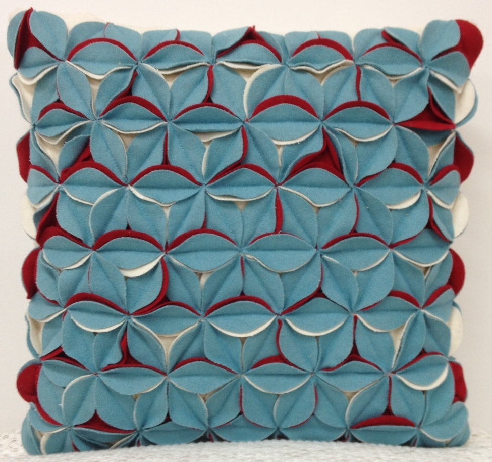 Amelie Aqua Blue & Red 3D Texture Cushion Cover V416-444159P10