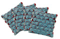 Pack of 4 Covers Amelie Aqua Blue & Red 3D Texture Cushion Covers V416-444159P10PK4