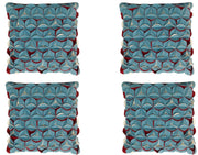 Pack of 4 Covers Amelie Aqua Blue & Red 3D Texture Cushion Covers V416-444159P10PK4