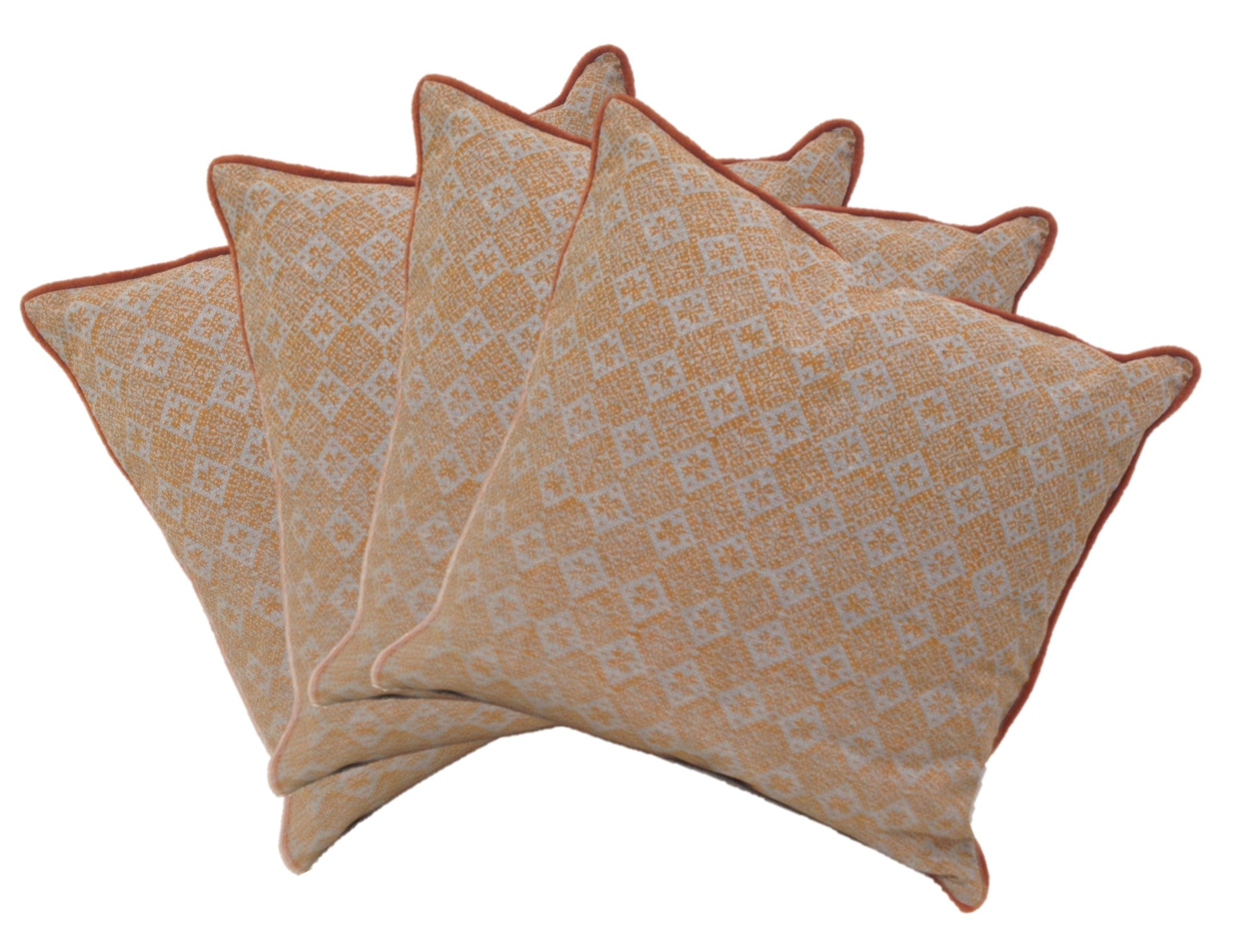 Pack of 4 Azuk Orange & Grey Cushion Covers 50cm x 50cm V416-444164Y20PK4