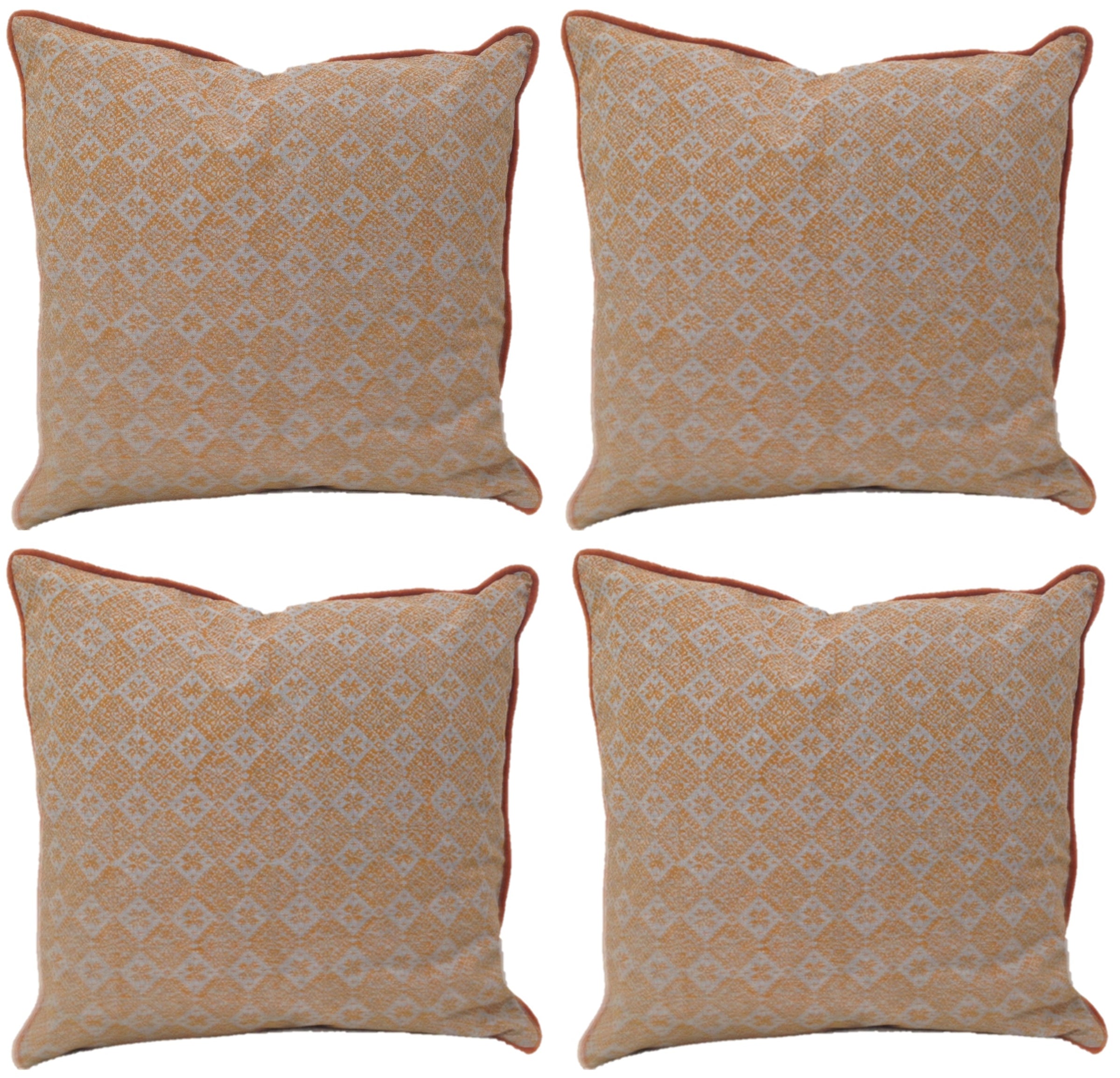 Pack of 4 Azuk Orange & Grey Cushion Covers 50cm x 50cm V416-444164Y20PK4