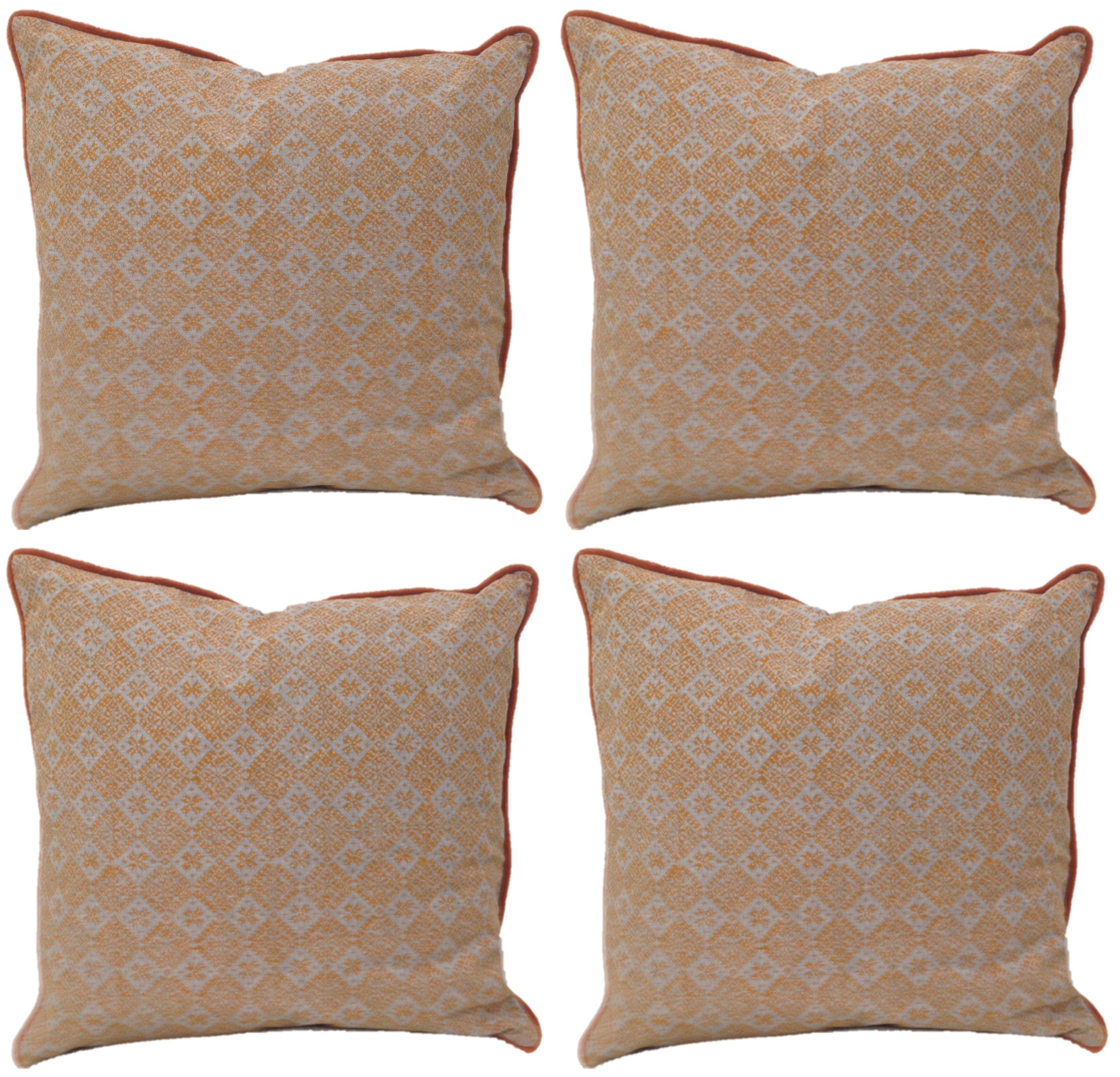 Pack of 4 Azuk Orange & Grey Cushion Covers 50cm x 50cm V416-444164Y20PK4