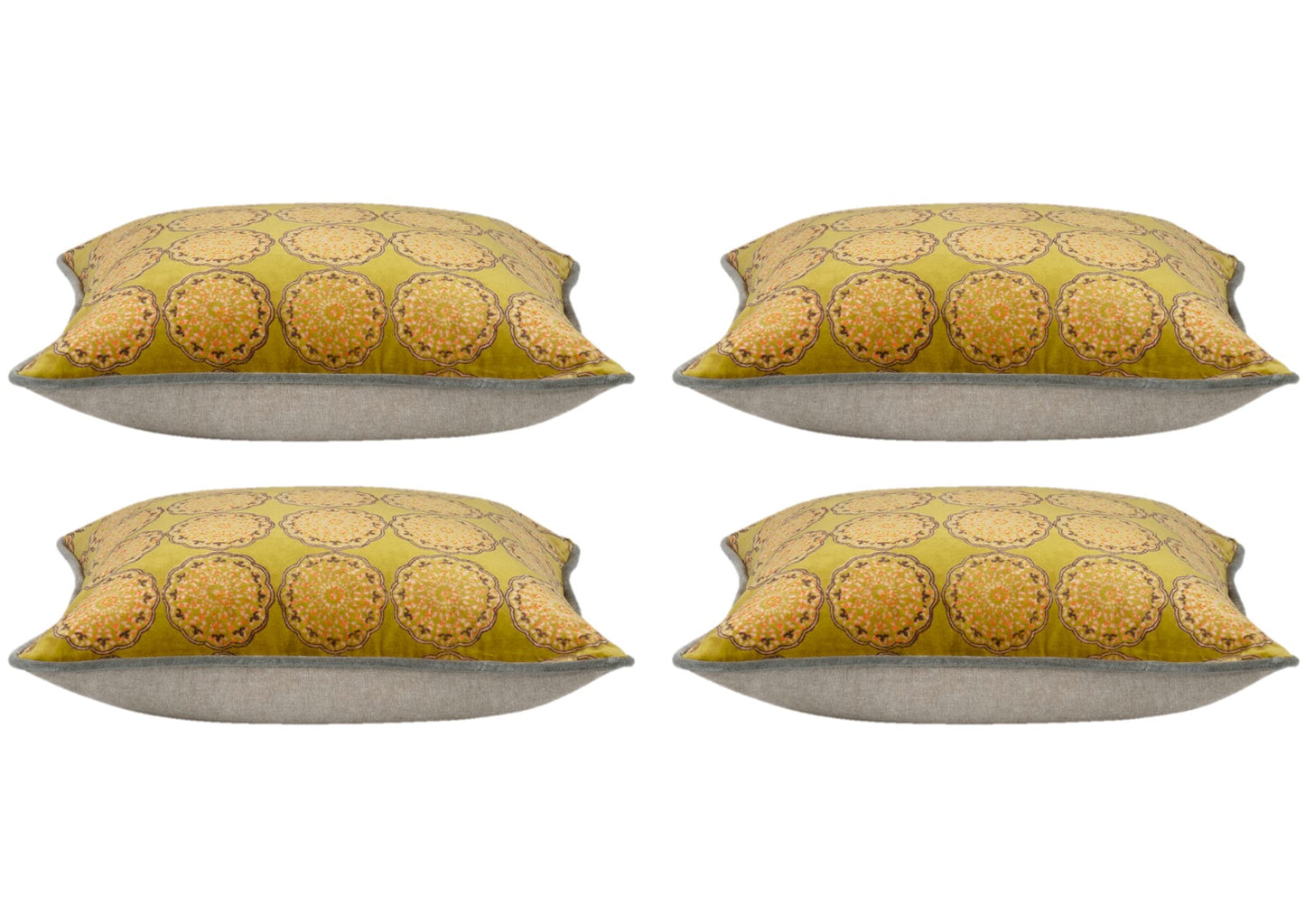 Pack of 4 Duffy Mustard and Grey Square Cushion Covers V416-444168C20PK4