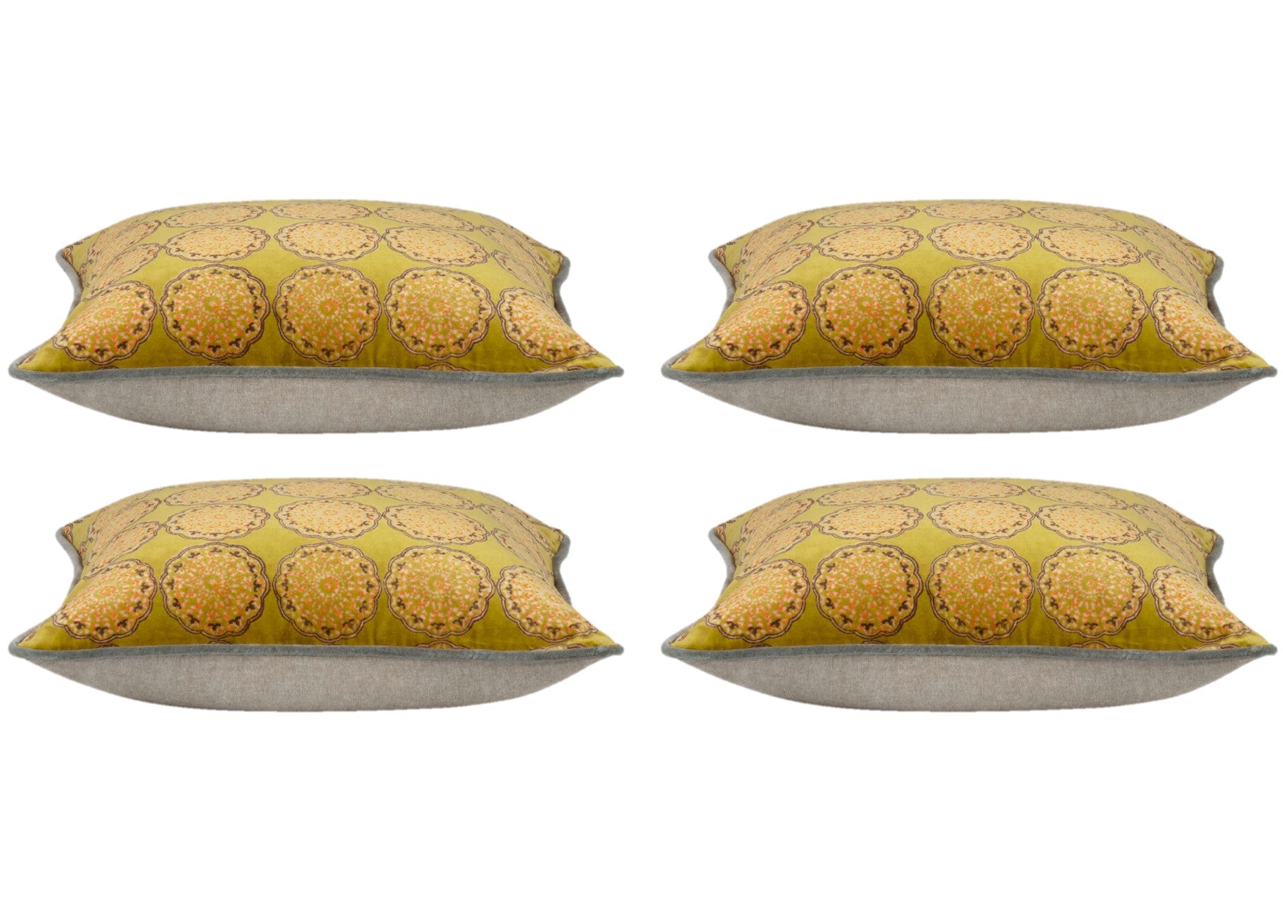 Pack of 4 Duffy Mustard and Grey Square Cushion Covers V416-444168C20PK4