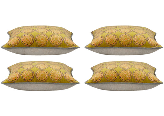 Pack of 4 Duffy Mustard and Grey Square Cushion Covers V416-444168C20PK4