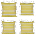 Pack of 4 Fresh Yellow & White Striped Cushion Cover with knotted edging V416-444180C01PK4