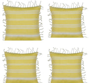 Pack of 4 Fresh Yellow & White Striped Cushion Cover with knotted edging V416-444180C01PK4