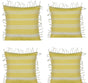 Pack of 4 Fresh Yellow & White Striped Cushion Cover with knotted edging V416-444180C01PK4