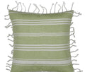 Fresh Green & White Striped Cushion Cover with white knotted edging V416-444180D20