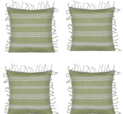 Pack of 4 Fresh Green & White Striped Cushion Cover with white knotted edging V416-444180D20PK4