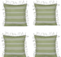 Pack of 4 Fresh Green & White Striped Cushion Cover with white knotted edging V416-444180D20PK4