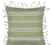 Pack of 4 Fresh Green & White Striped Cushion Cover with white knotted edging V416-444180D20PK4