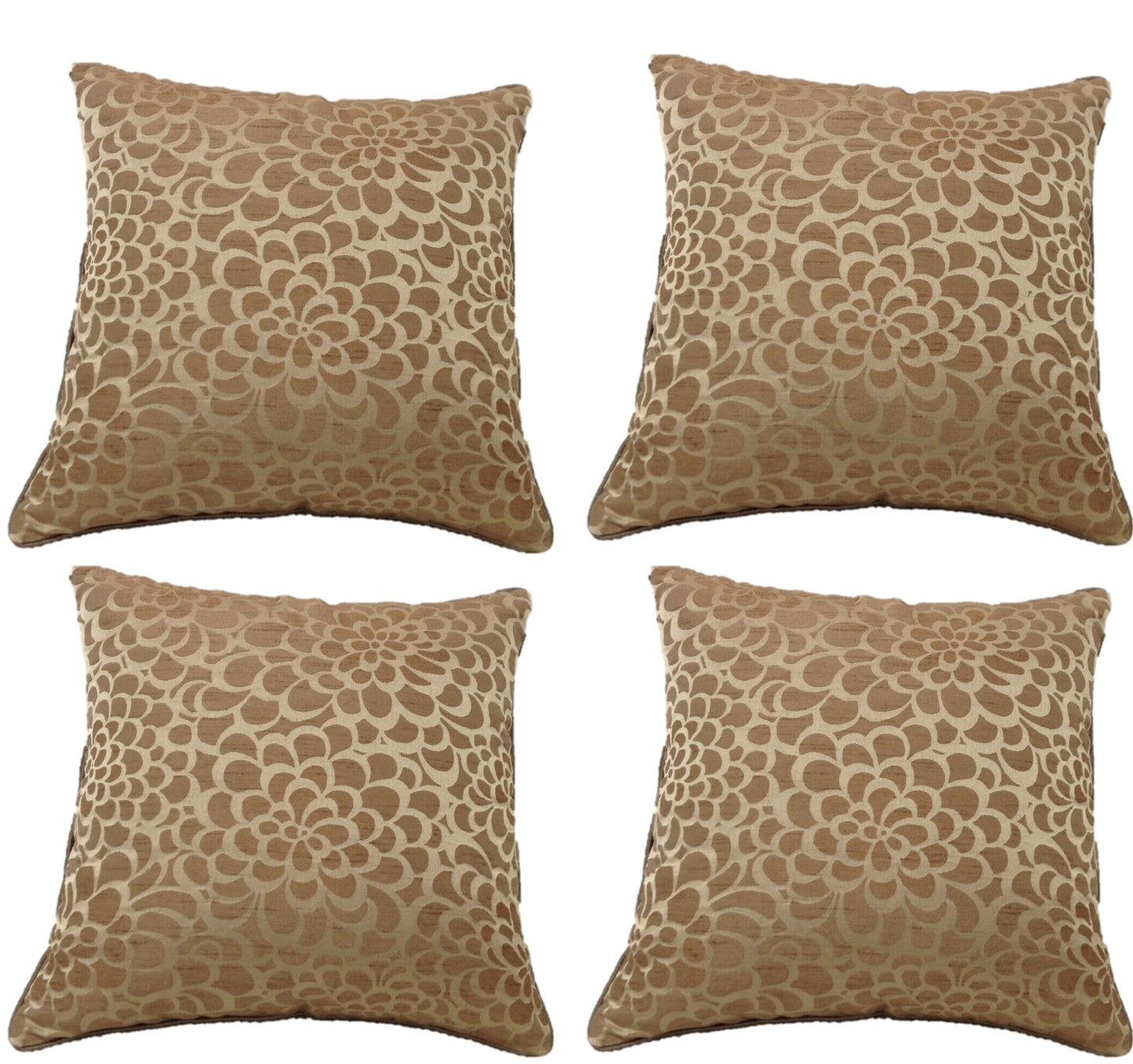 Pack of 4 Flower Beige Petal Design Square Cushion Covers V416-444241BPK4