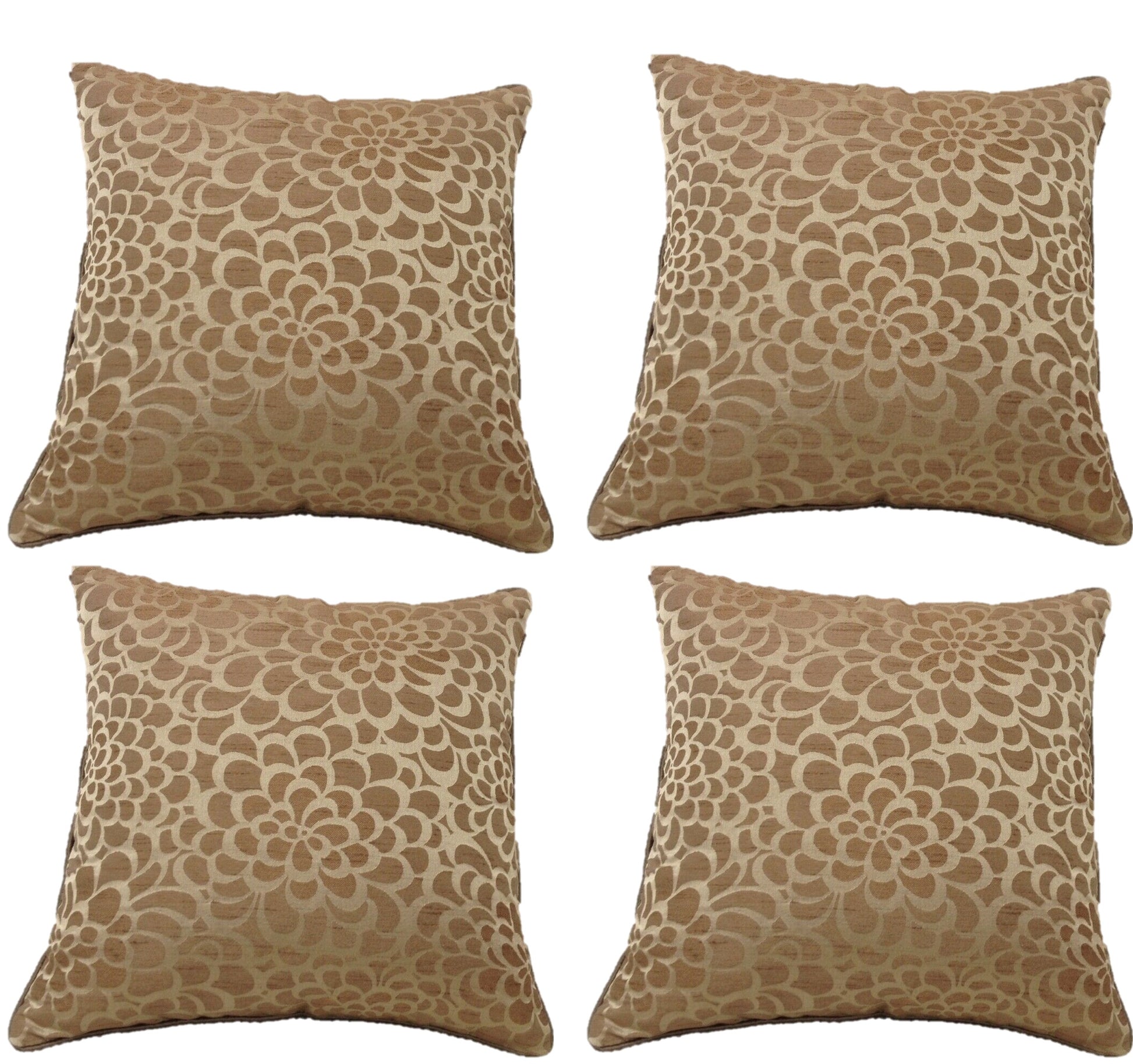 Pack of 4 Flower Beige Petal Design Square Cushion Covers V416-444241BPK4