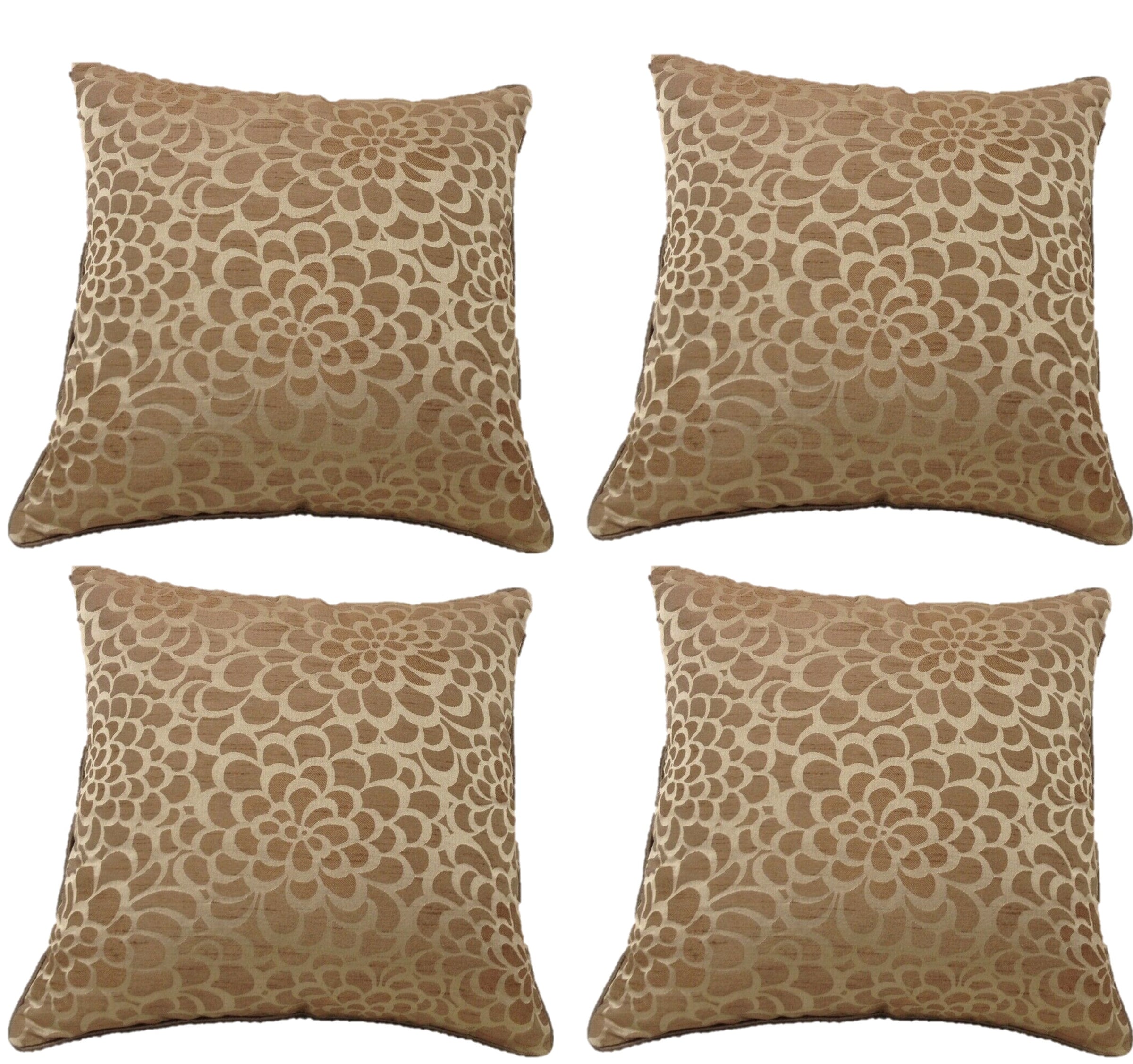 Pack of 4 Flower Beige Petal Design Square Cushion Covers V416-444241BPK4