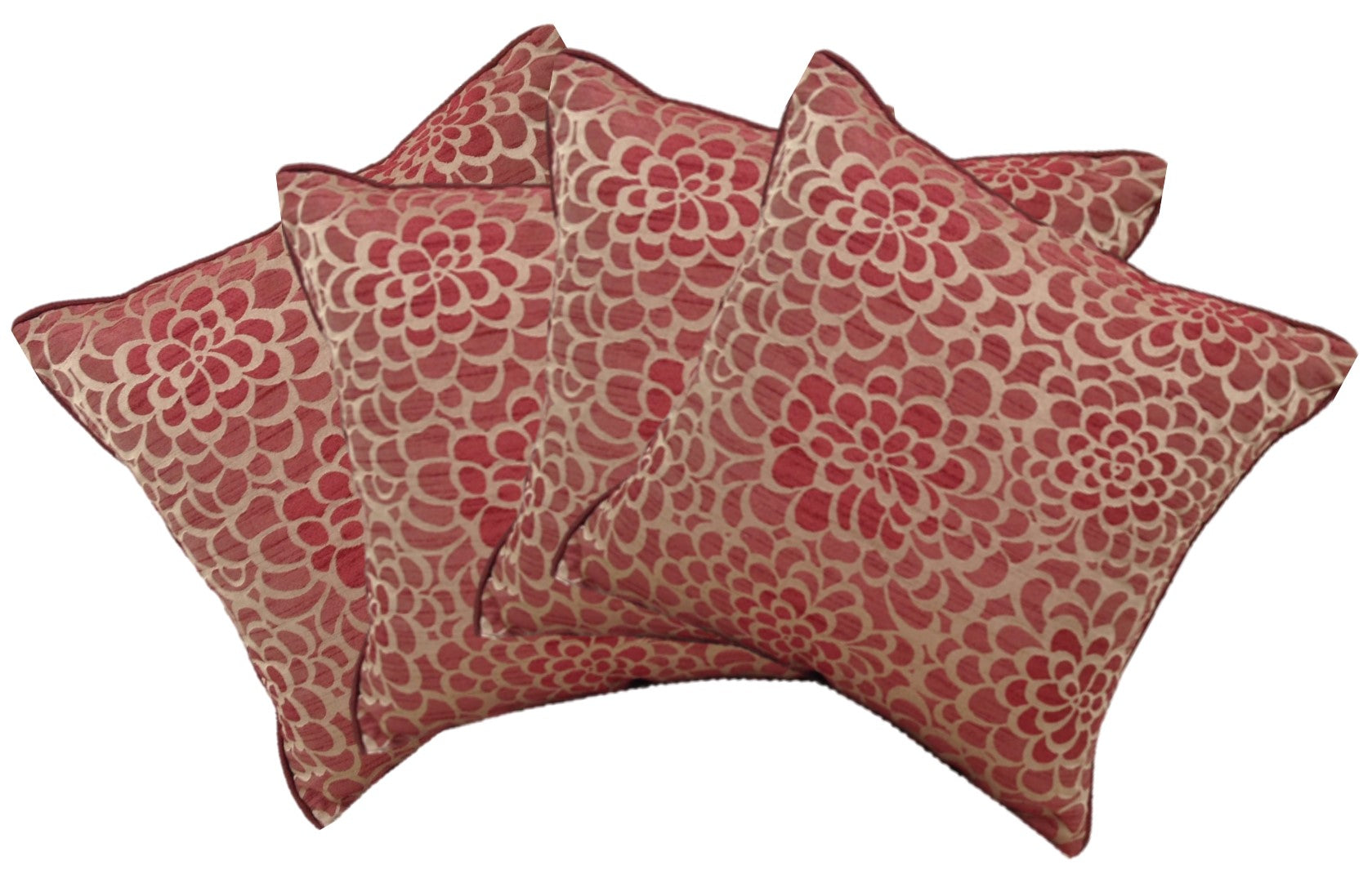 Pack of 4 Flower Marone Petal Design Square Cushion Covers Maroon V416-444241MPK4
