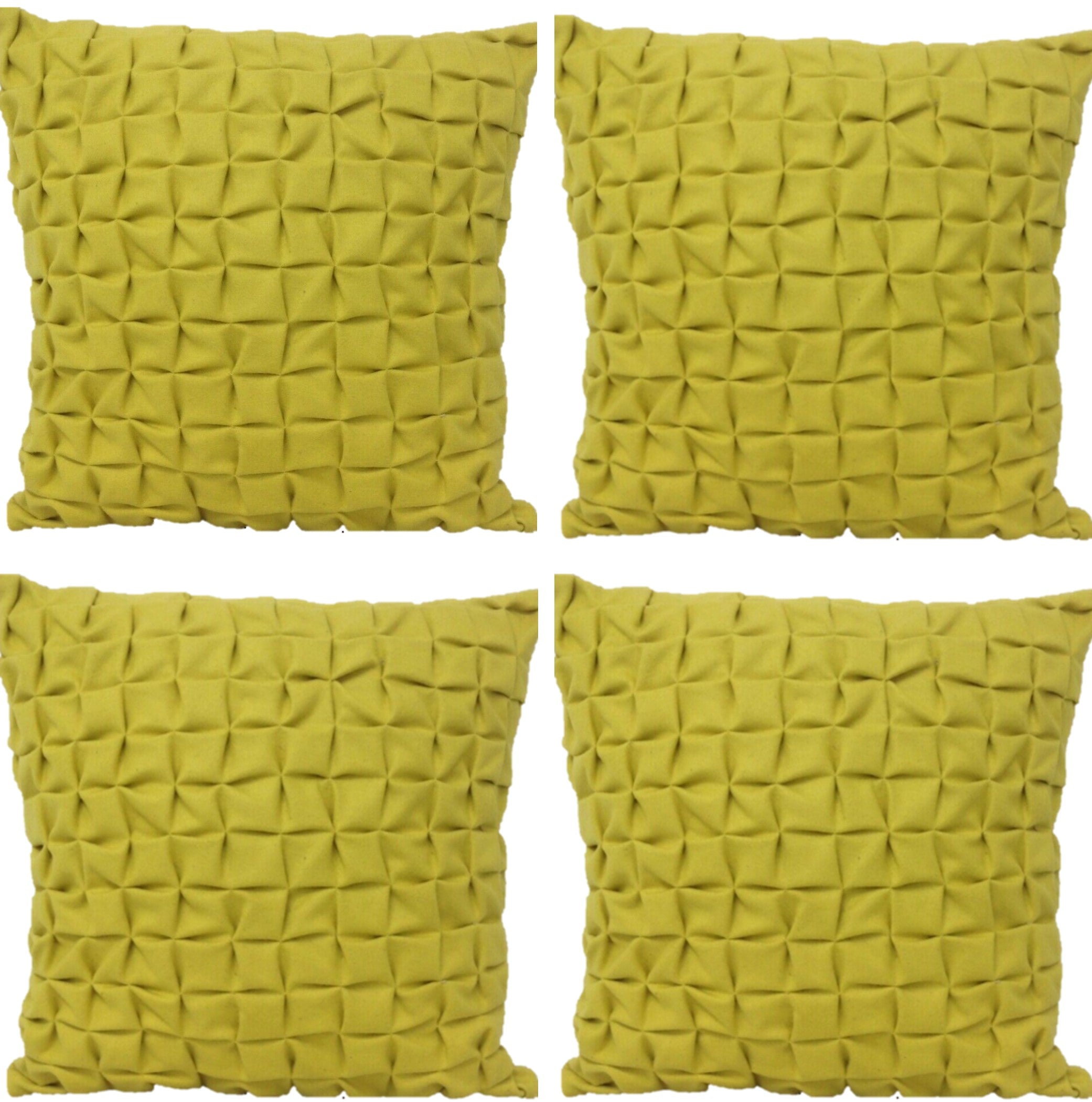 Pack of 4 Flux Mustard Yellow 3D Textured 45cm x 45cm Cushion Covers V416-445170C20PK4