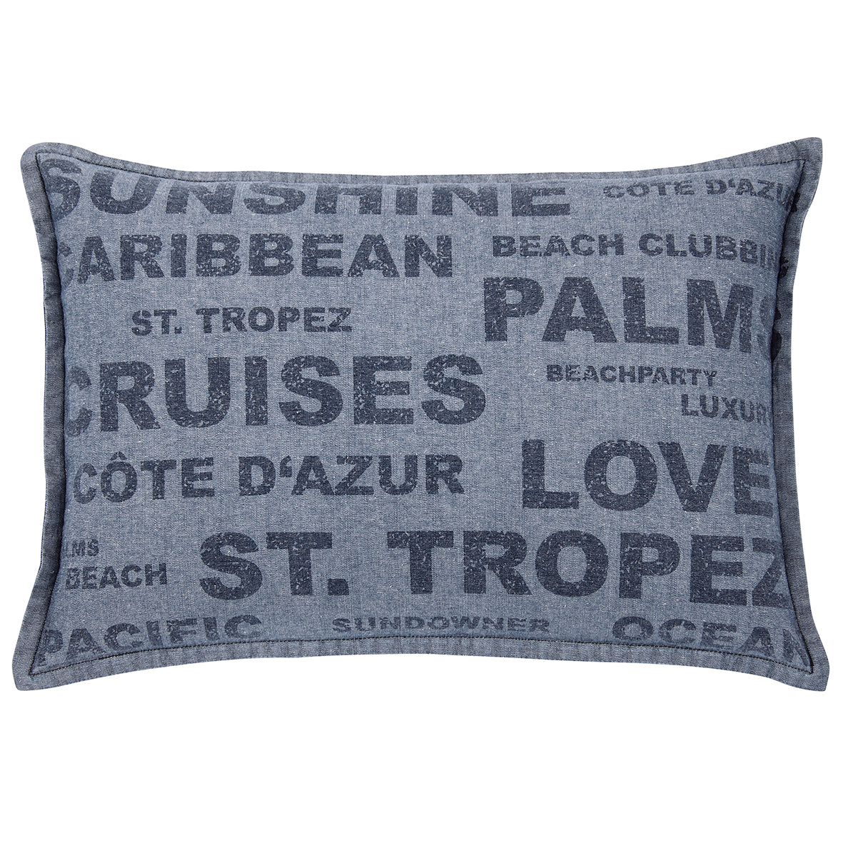 Pack of 2 Denim Sunshine Wording Cushion Cover Cruises, Caribbean, Love etc V416-446251SUPK2