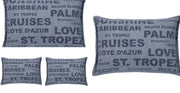 Pack of 4 Denim Sunshine Wording Cushion Cover Cruises, Caribbean, Love etc V416-446251SUPK4