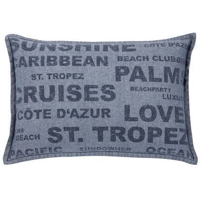 Pack of 4 Denim Sunshine Wording Cushion Cover Cruises, Caribbean, Love etc V416-446251SUPK4