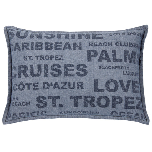 Pack of 4 Denim Sunshine Wording Cushion Cover Cruises, Caribbean, Love etc V416-446251SUPK4