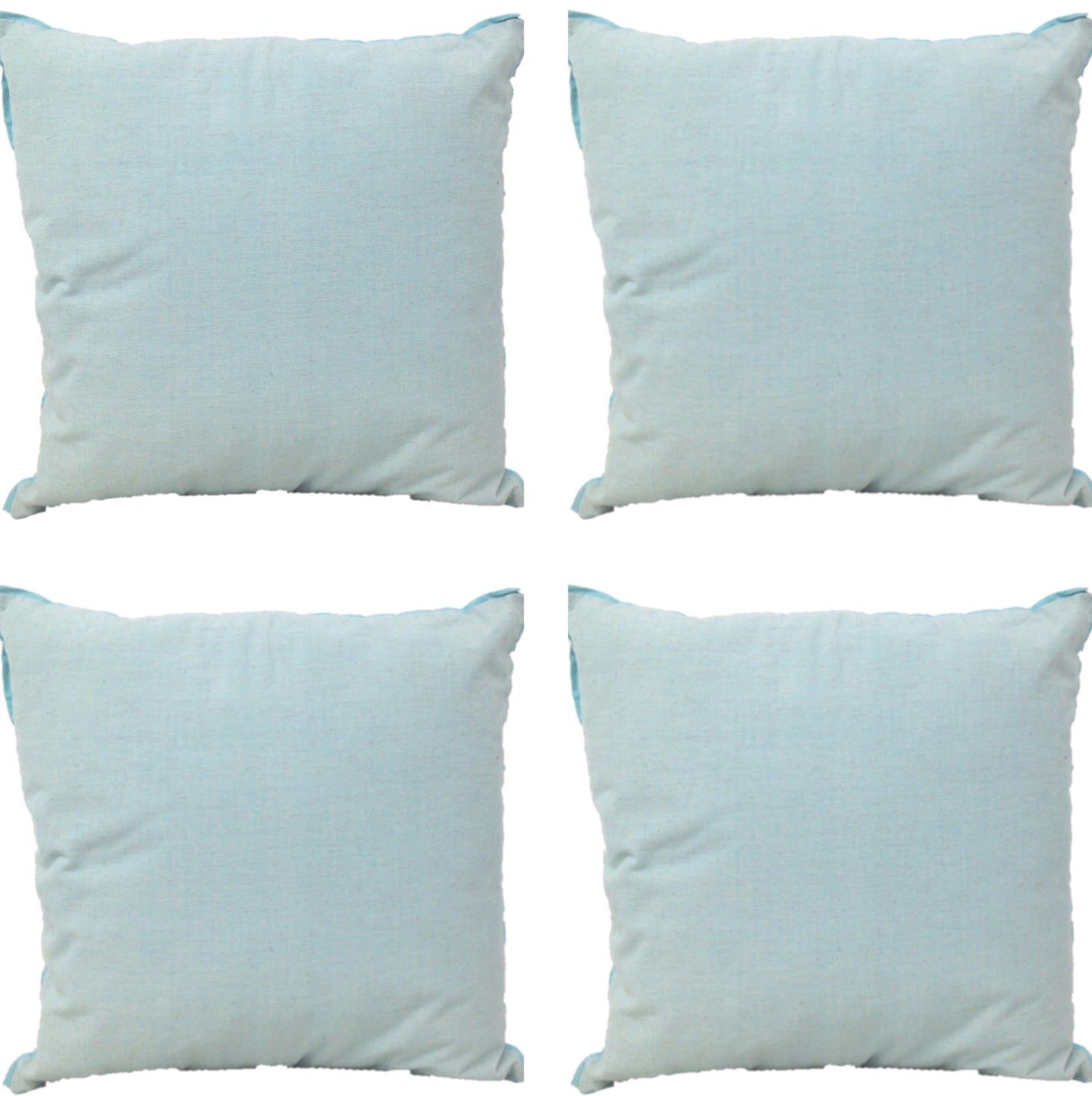 Pack of 4 Frida Aqua Blue 50cm x 50cm Cushion Covers with piping V416-455117P01PK4