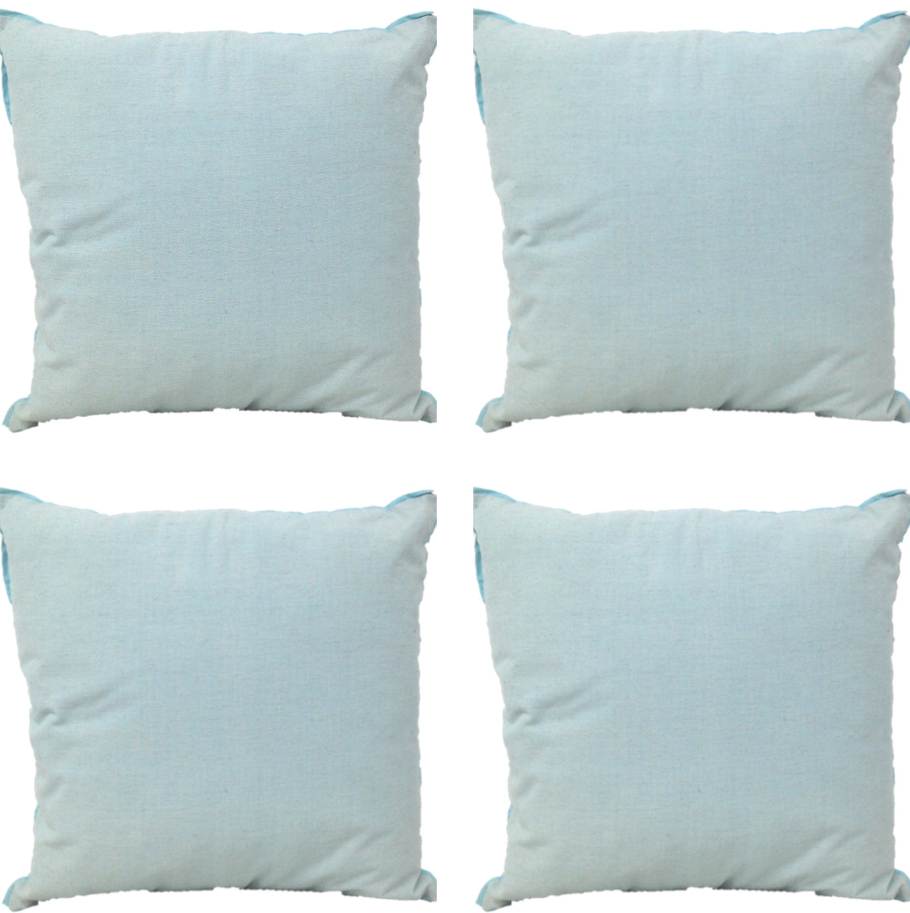 Pack of 4 Frida Aqua Blue 50cm x 50cm Cushion Covers with piping V416-455117P01PK4