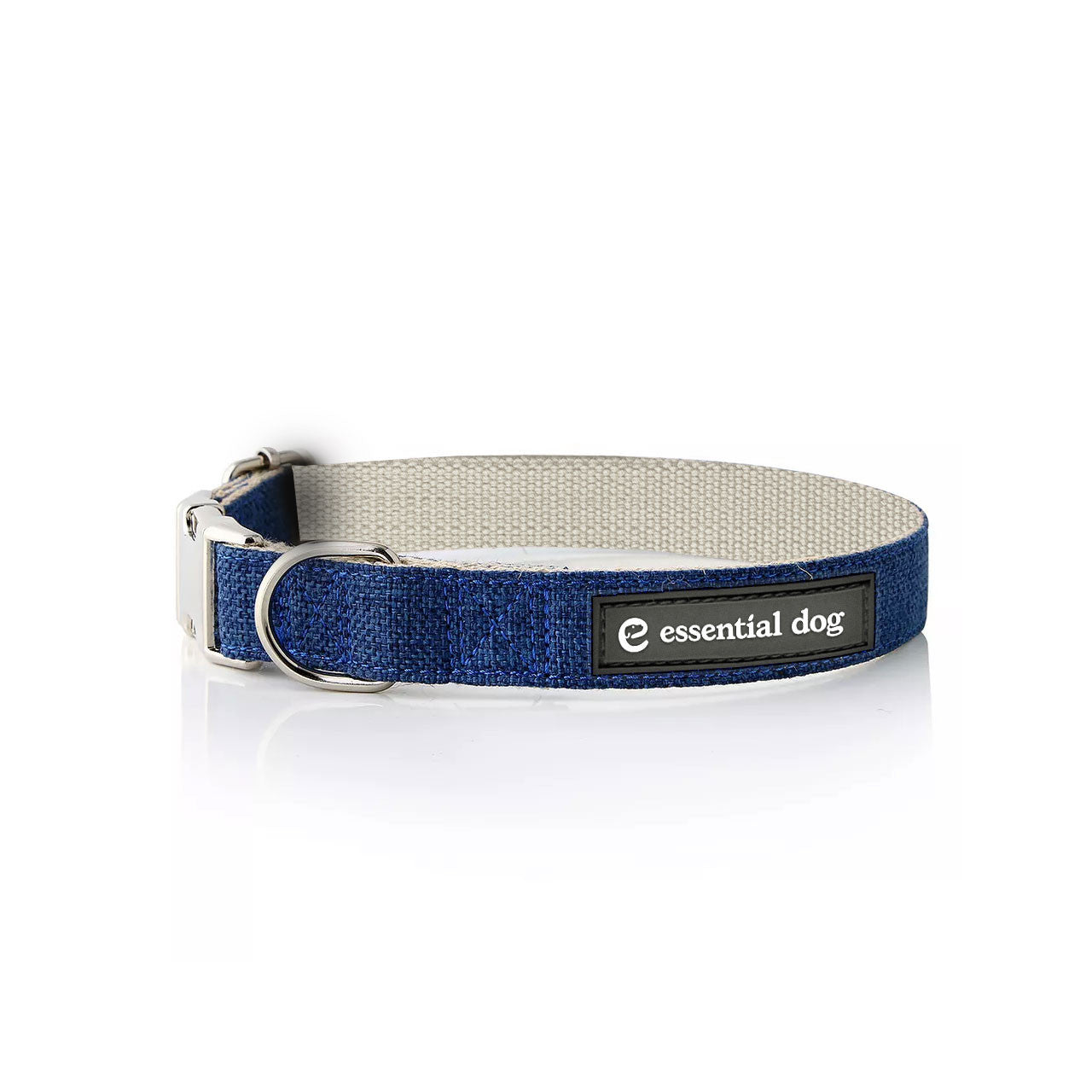 Natural Hemp & Cotton Dog Collar (Ink Blue) V422-HC-B-M