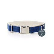 Natural Hemp & Cotton Dog Collar (Ink Blue) V422-HC-B-XS