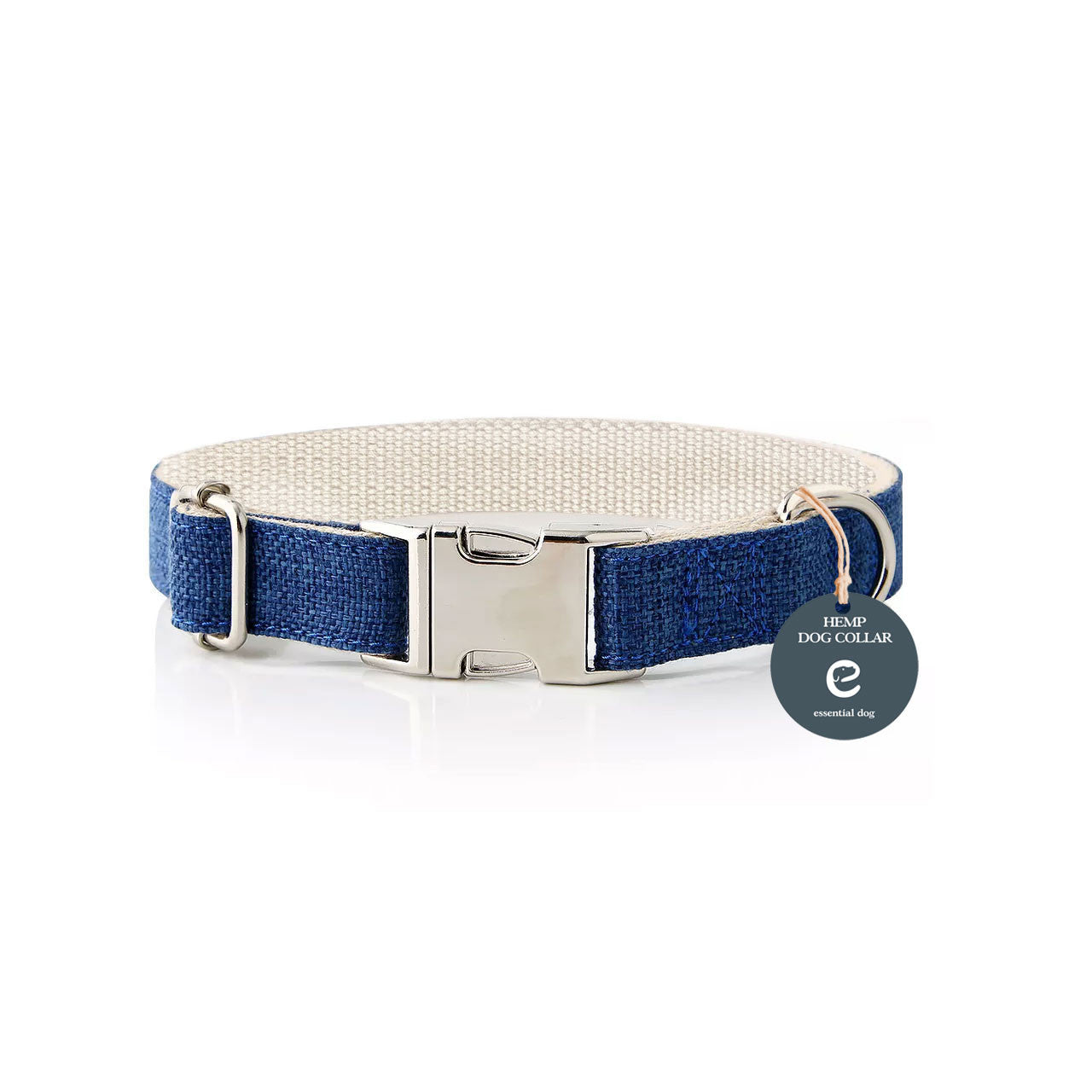 Natural Hemp & Cotton Dog Collar (Ink Blue) V422-HC-B-XS