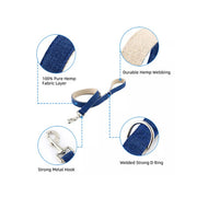 Natural Hemp & Cotton Dog Lead Leash (Ink Blue) V422-HL-B-XS