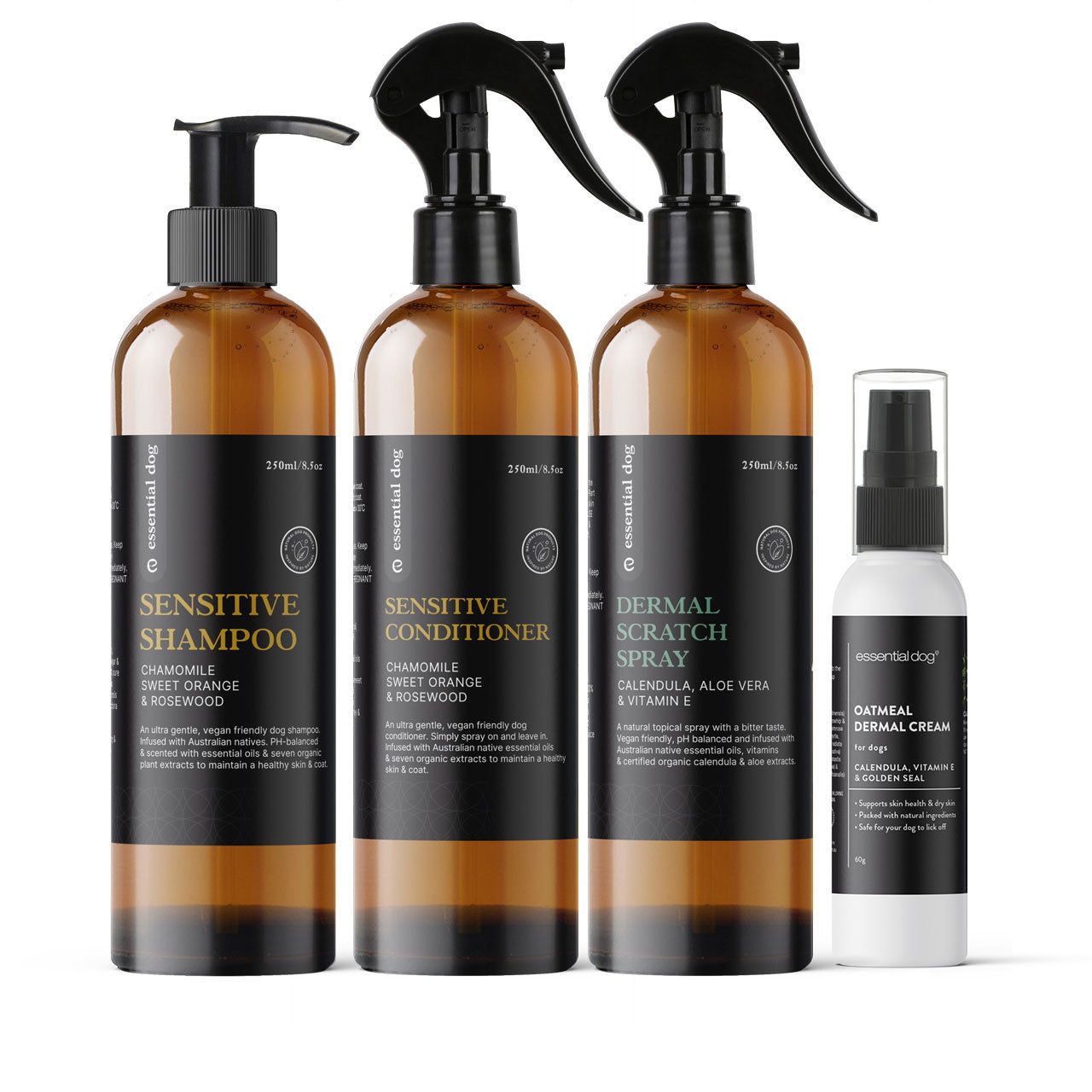 Sensitive Skin Itch Pack: Dog Shampoo, Conditioner, Dermal Scratch Spray & Cream V422-SCAISODC