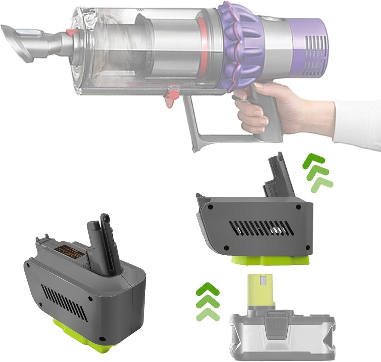 Hygieia Ryobi Converter - Ryobi ONE+ 18V To Dyson V10 Battery Converter / Adapter V424-CON-V10RY