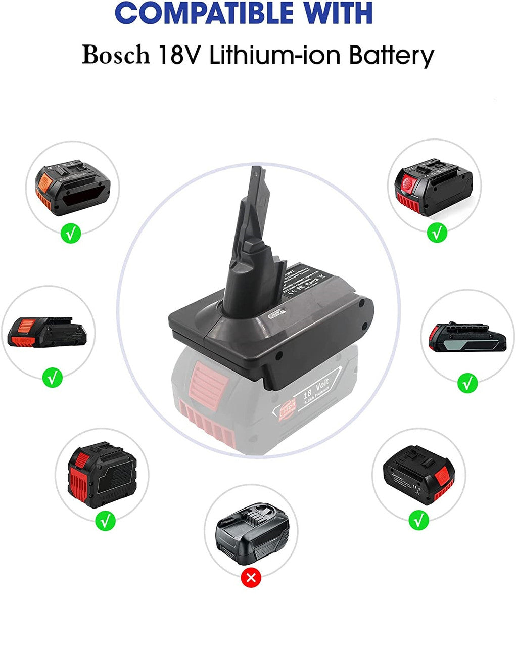 Bosch 18V To Dyson V7 & V8 Battery Converter / Adapter V424-DY-CONV7B