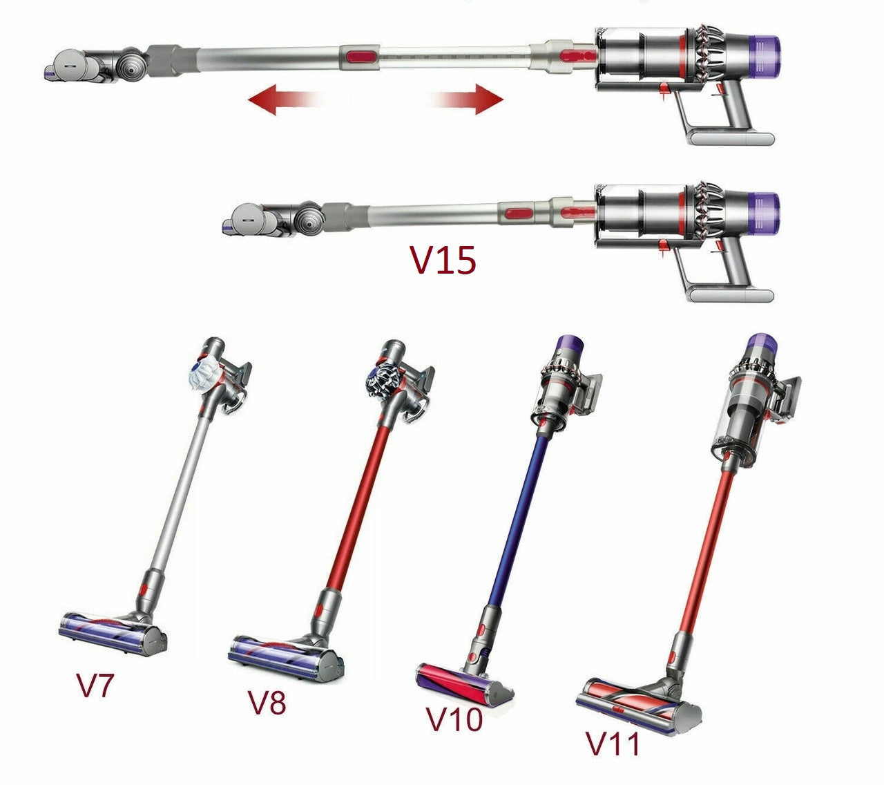 Rod / wand for Dyson V7 V8 V10 V11 & V15 stick vacuum cleaners V424-DY-TELETUBE