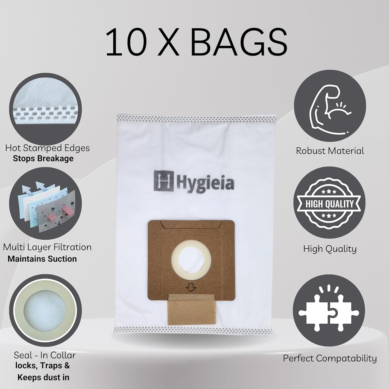 10 X Dust Bags for Sauber Pro Pets SJ-100 Vacuum Cleaners V424-HY-BAGSJ100