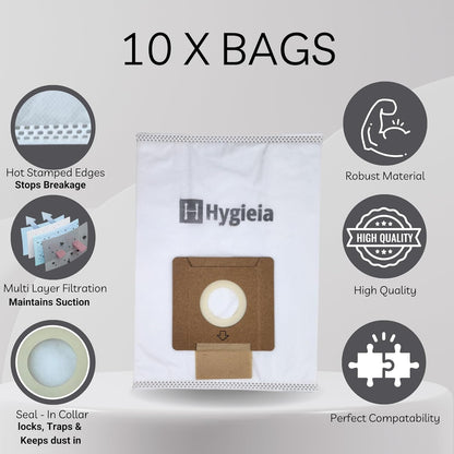 10 X Dust Bags for Sauber Pro Pets SJ-100 Vacuum Cleaners V424-HY-BAGSJ100