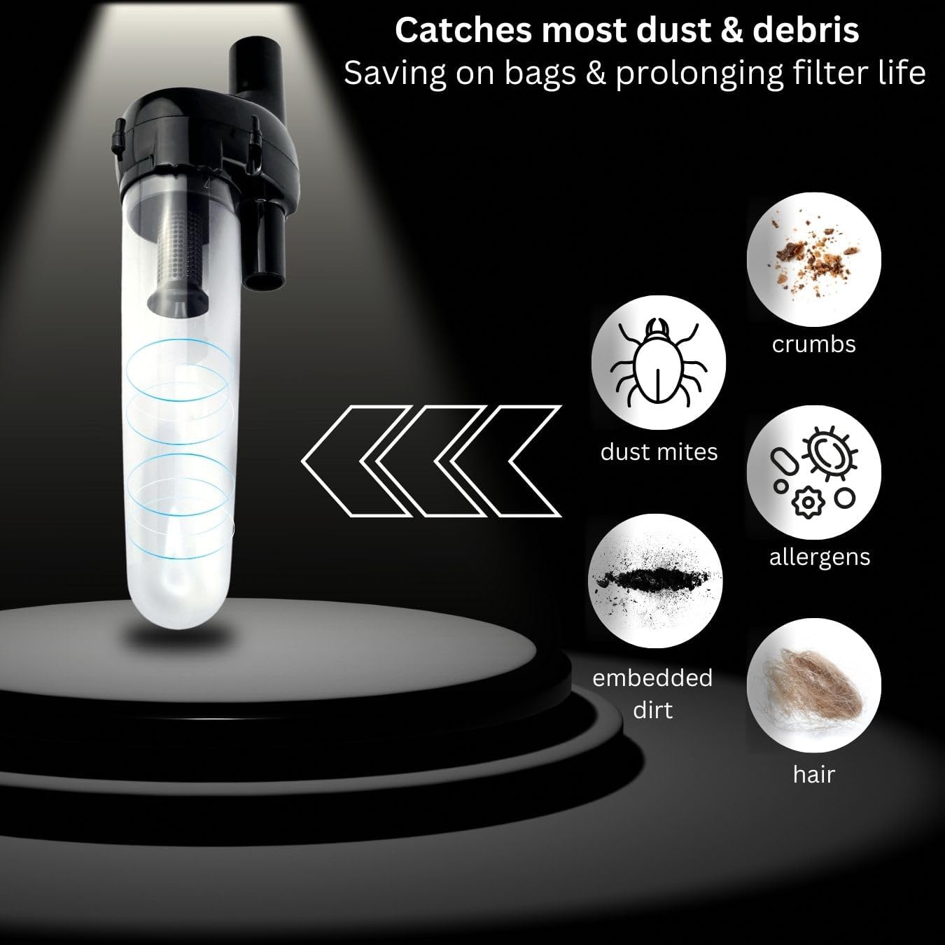 Hygieia Cyclonic Dust Separator (Bag Saver) - For Most Vacuum Brands V424-HY-CYSEP