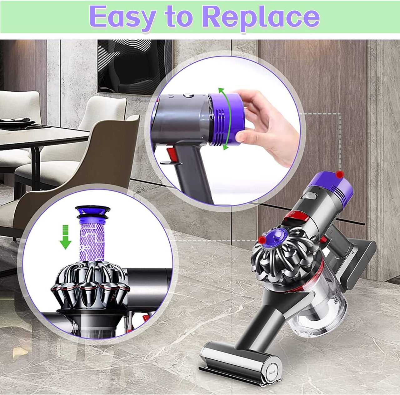 3 X Filter Kits for DYSON V7 (SV11, SV37) & V8 (SV10, SV25) Vacuum Cleaners V424-HY-V8FKIT