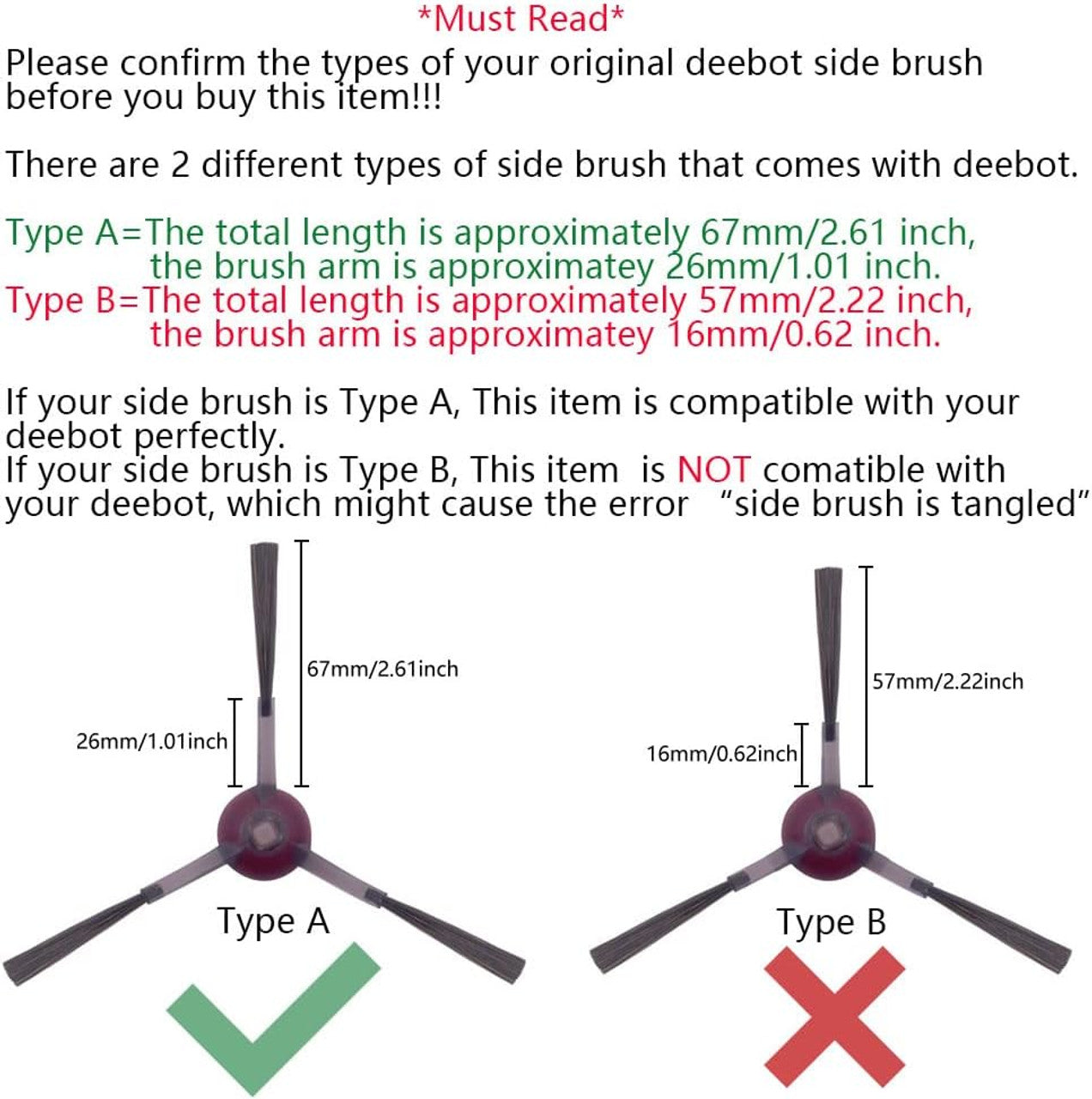 Side Brush Value Pack For Ecovacs Deebot 700/750/920/950/T5/N8/T8/T9/NEO/X1/T20 V424-SB-DEE