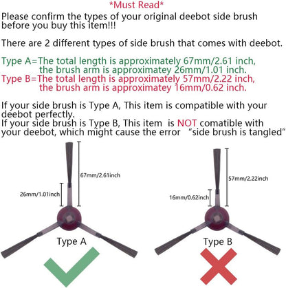 Side Brush Value Pack For Ecovacs Deebot 700/750/920/950/T5/N8/T8/T9/NEO/X1/T20 V424-SB-DEE
