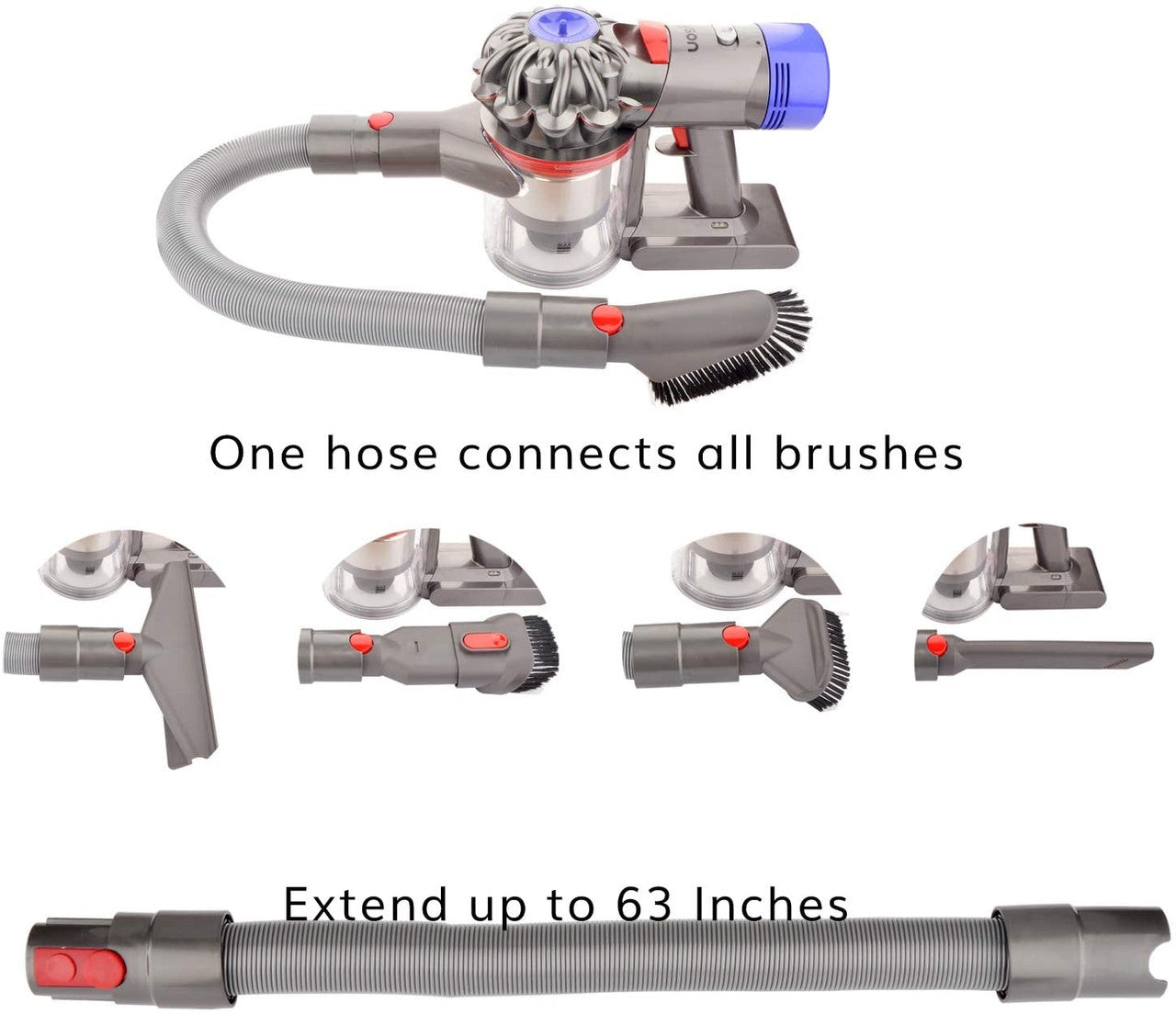 Complete Accessory tool kit for Dyson V7 V8 V10 V11 V12 & V15 vacuum cleaners V424-TOOL-KIT-V7-HOSE