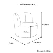 Como Arm Chair Fabric Upholstery Dark Grey Colour Wooden Structure High Density Foam Rotating Metal Chassis V43-AC-CMO