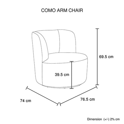 Como Arm Chair Fabric Upholstery Dark Grey Colour Wooden Structure High Density Foam Rotating Metal Chassis V43-AC-CMO