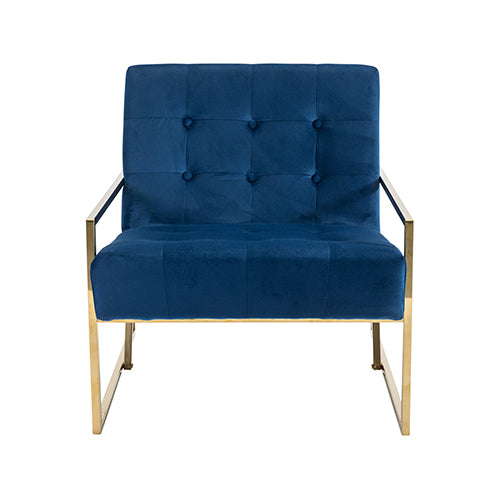 Carman Arm Chair Blue Velvet V43-AC-CRMN