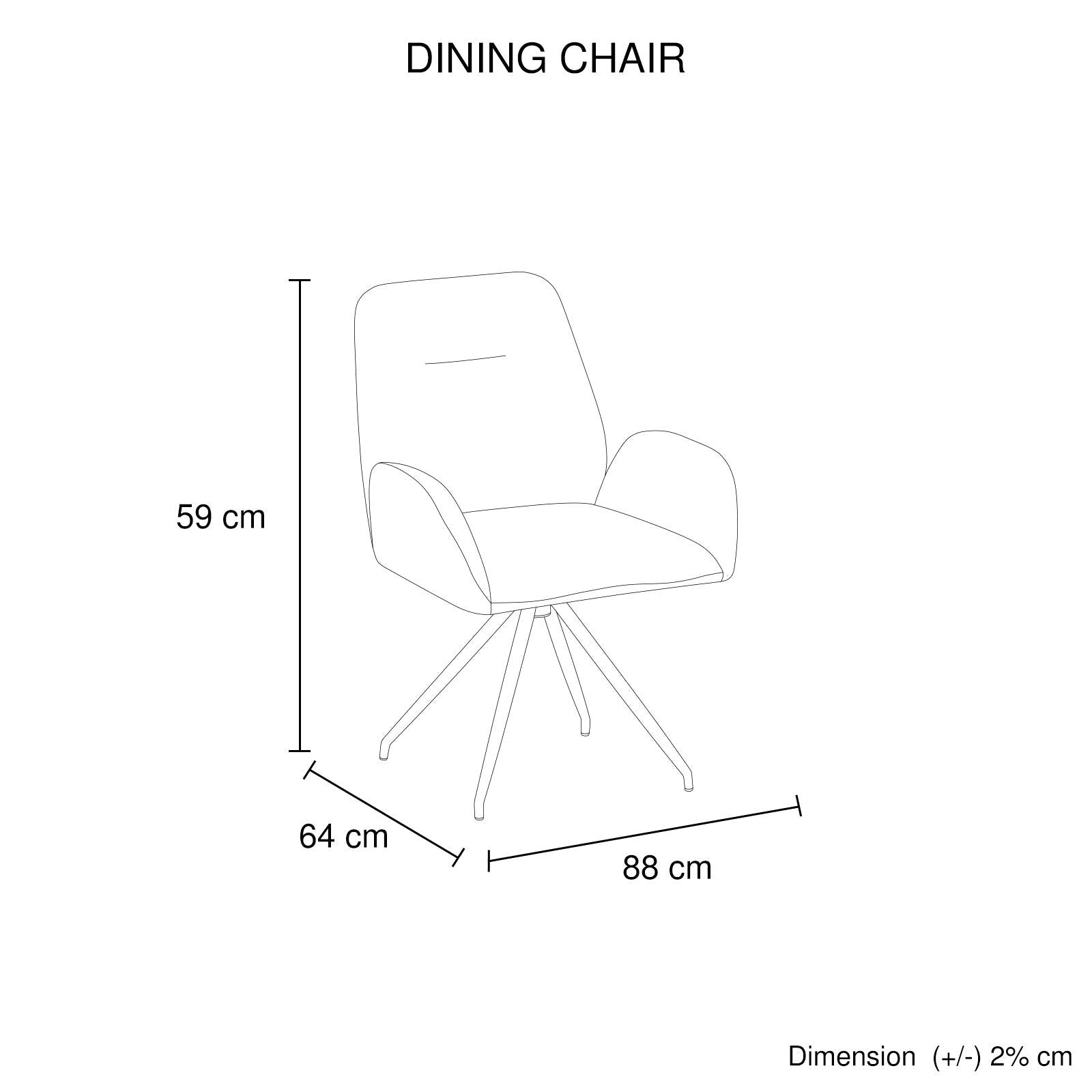 Dining Chair Linen Fabric Upholstered Seat Powder Coated Iron Legs V43-AC-DXTR