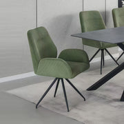 Dining Chair Linen Fabric Upholstered Seat Powder Coated Iron Legs V43-AC-DXTR