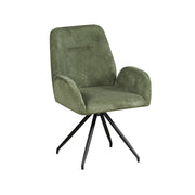 Dining Chair Linen Fabric Upholstered Seat Powder Coated Iron Legs V43-AC-DXTR