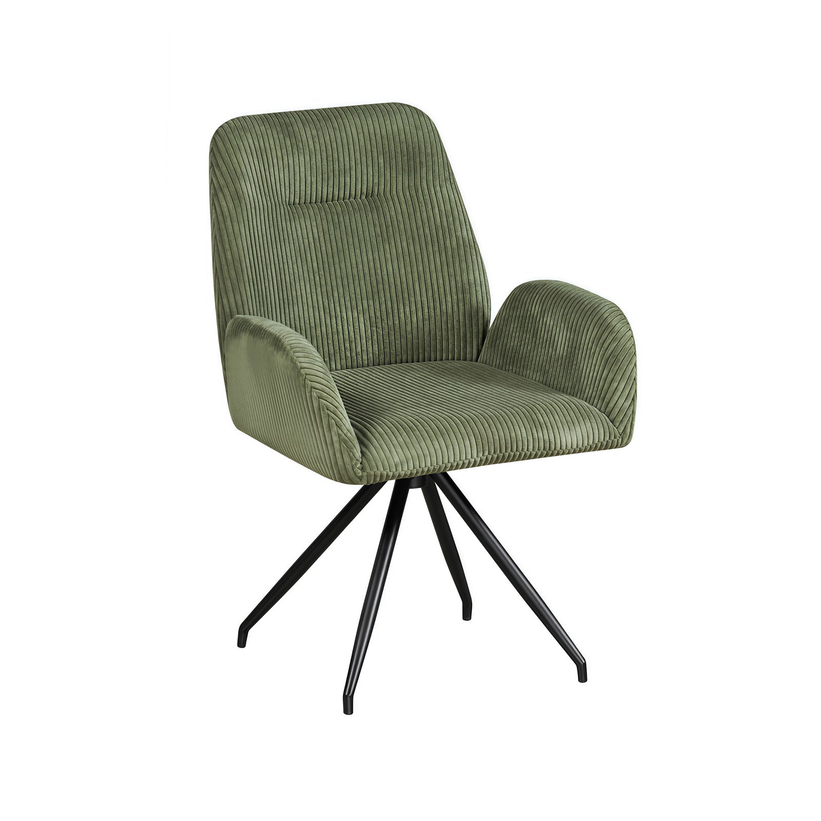 Dining Chair Linen Fabric Upholstered Seat Powder Coated Iron Legs V43-AC-DXTR