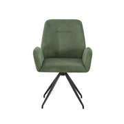 Dining Chair Linen Fabric Upholstered Seat Powder Coated Iron Legs V43-AC-DXTR